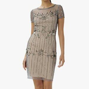 NWT Adrianna Papell Beaded Short-Sleeve Cocktail Dress - Size 6